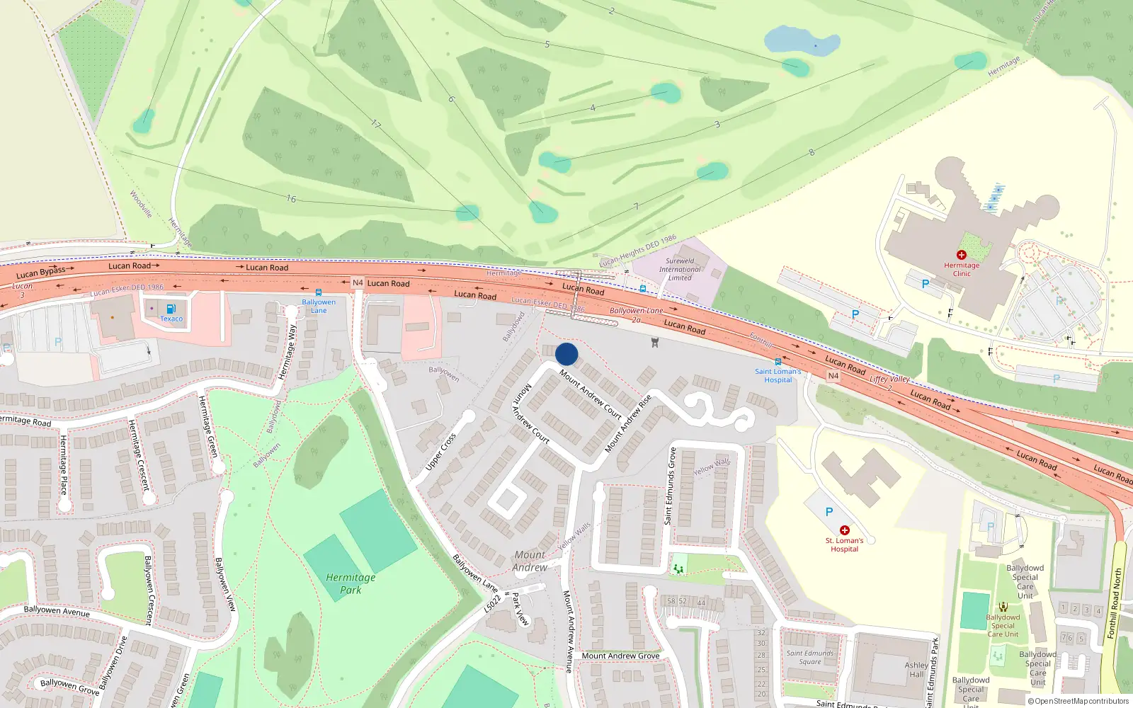 Overhead map showing the location of 53 Mount Andrew Court, Lucan
