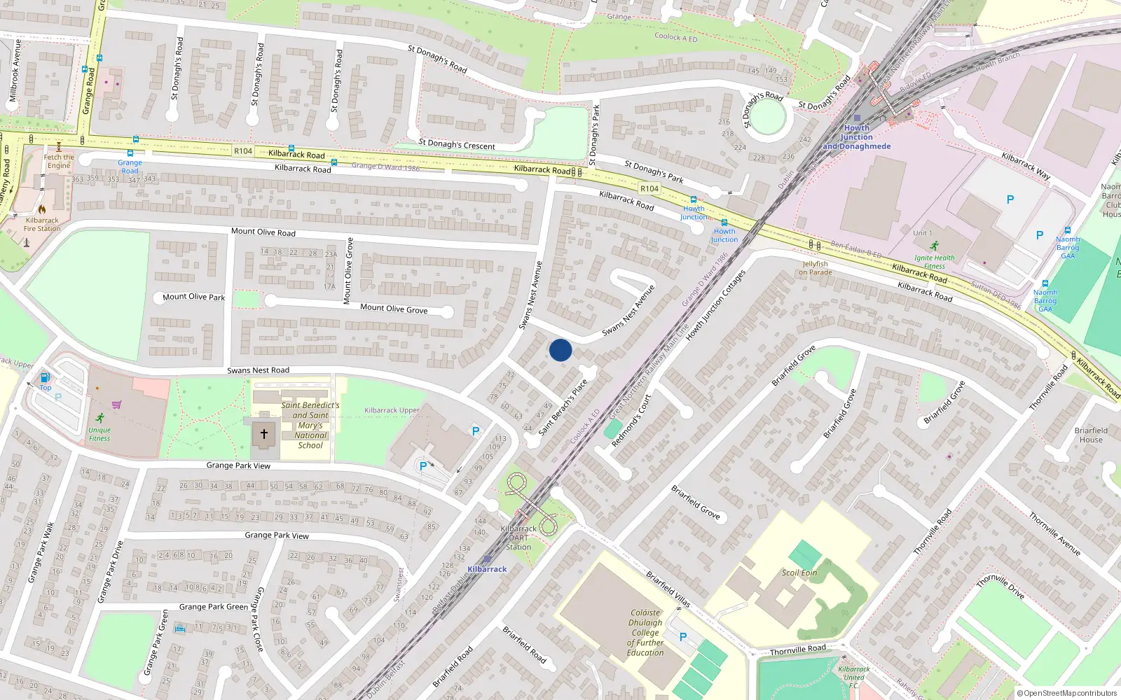 Overhead map showing the location of 53, 53 Saint Berach's Place, Dublin 5