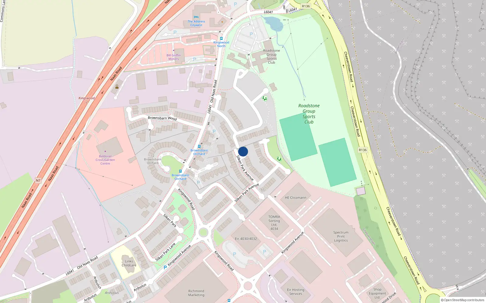 Overhead map showing the location of 53 Silken Park Avenue, Dublin 22