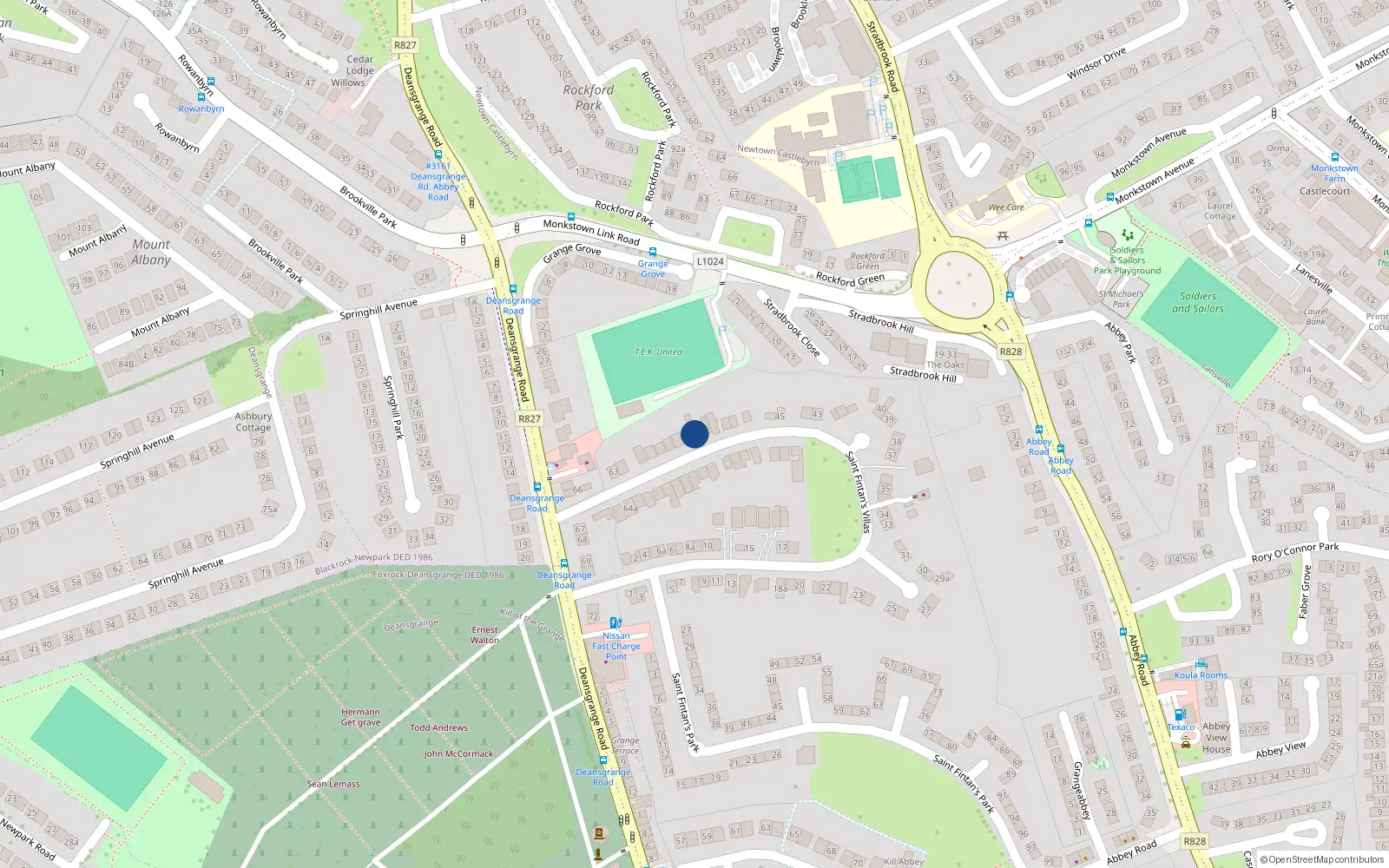 Overhead map showing the location of 53 St Fintans Villas, Deans Grange, Blackrock