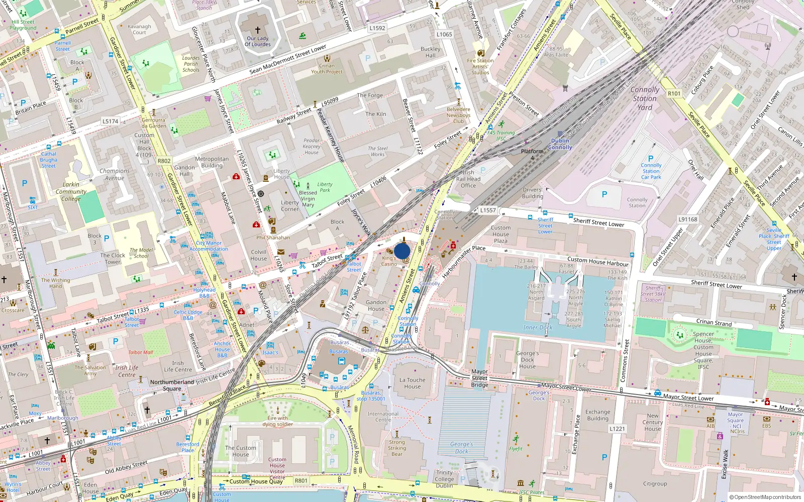 Overhead map showing the location of 53 Talbot Street, Dublin 1