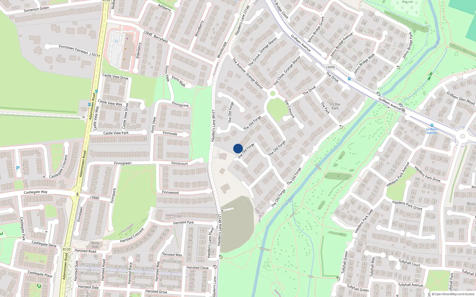 Overhead map showing the location of 53 The Old Forge, Lucan