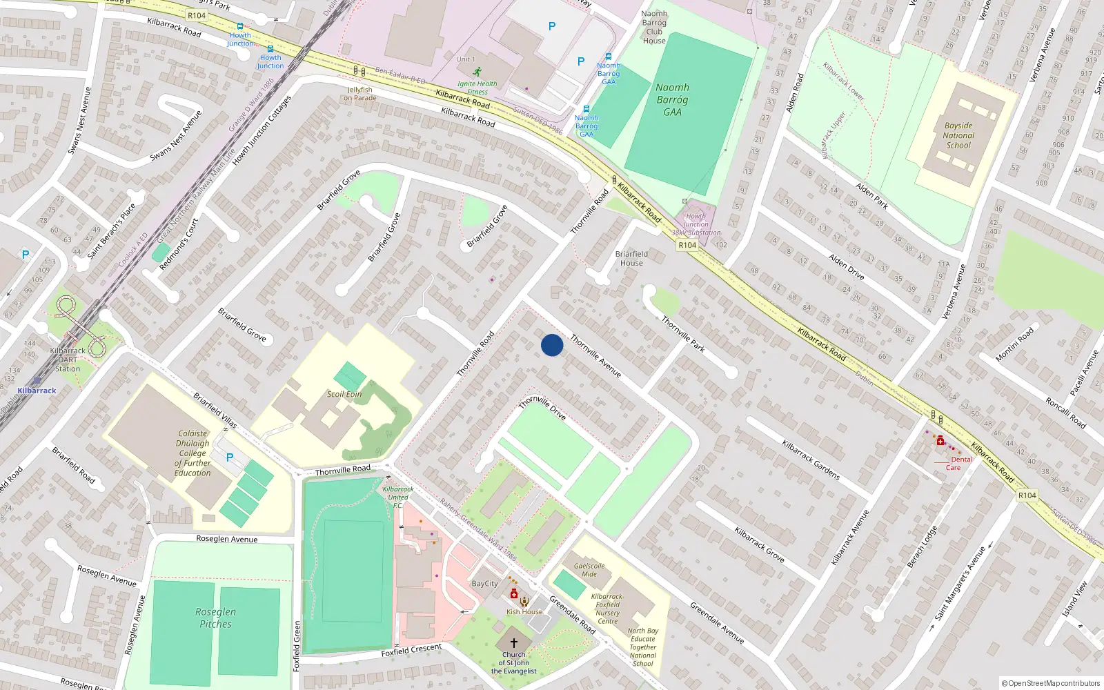 Overhead map showing the location of 53 Thornville Avenue, Dublin 5, Dublin