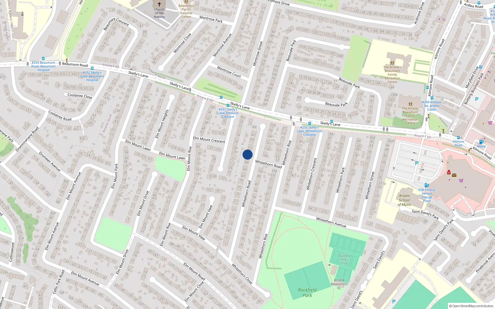 Overhead map showing the location of 53 Whitethorn Road, Dublin 5