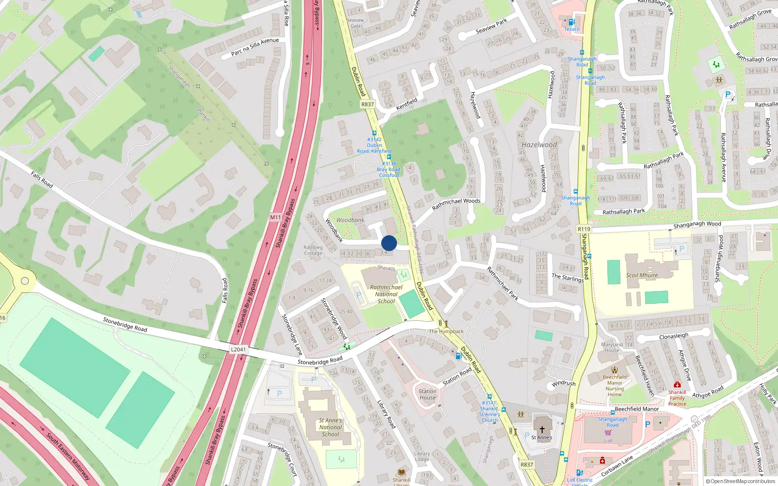 Overhead map showing the location of 53 Woodbank, Shankhill