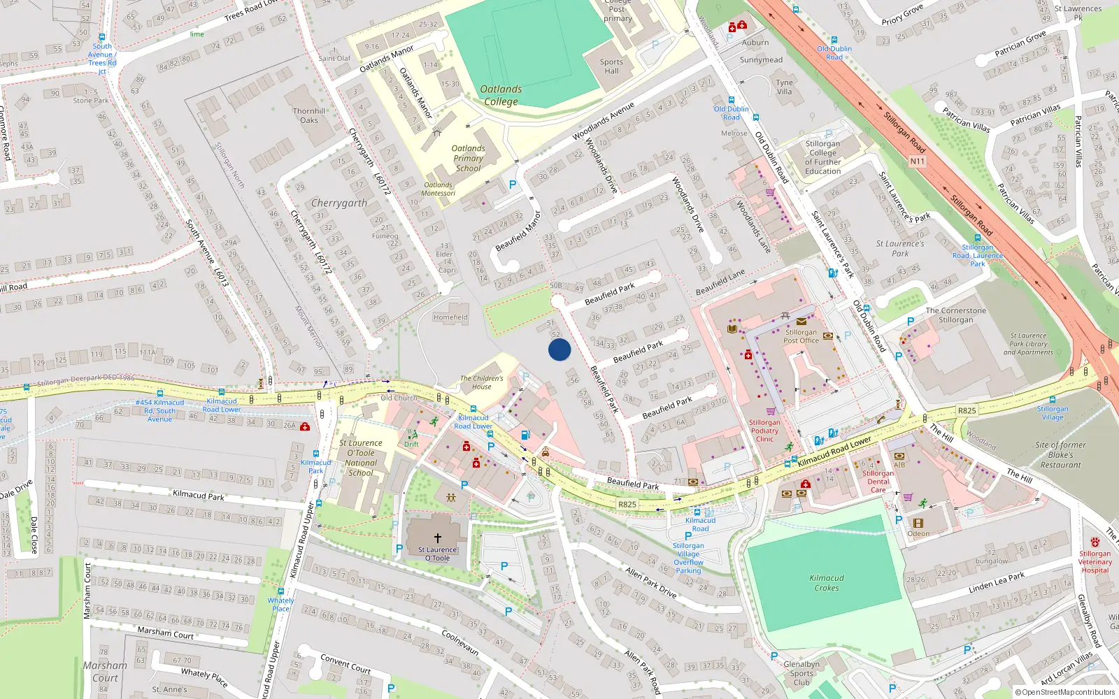 Overhead map showing the location of 53A, 53A Beaufield Park, Stillorgan