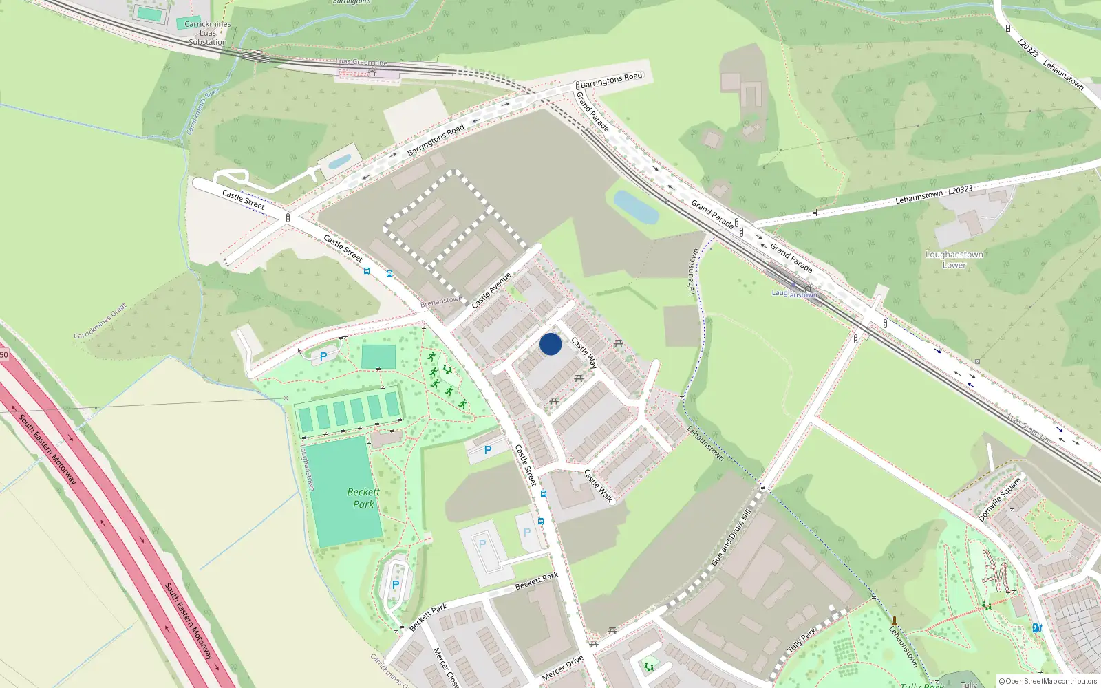 Overhead map showing the location of 54 Castle Way