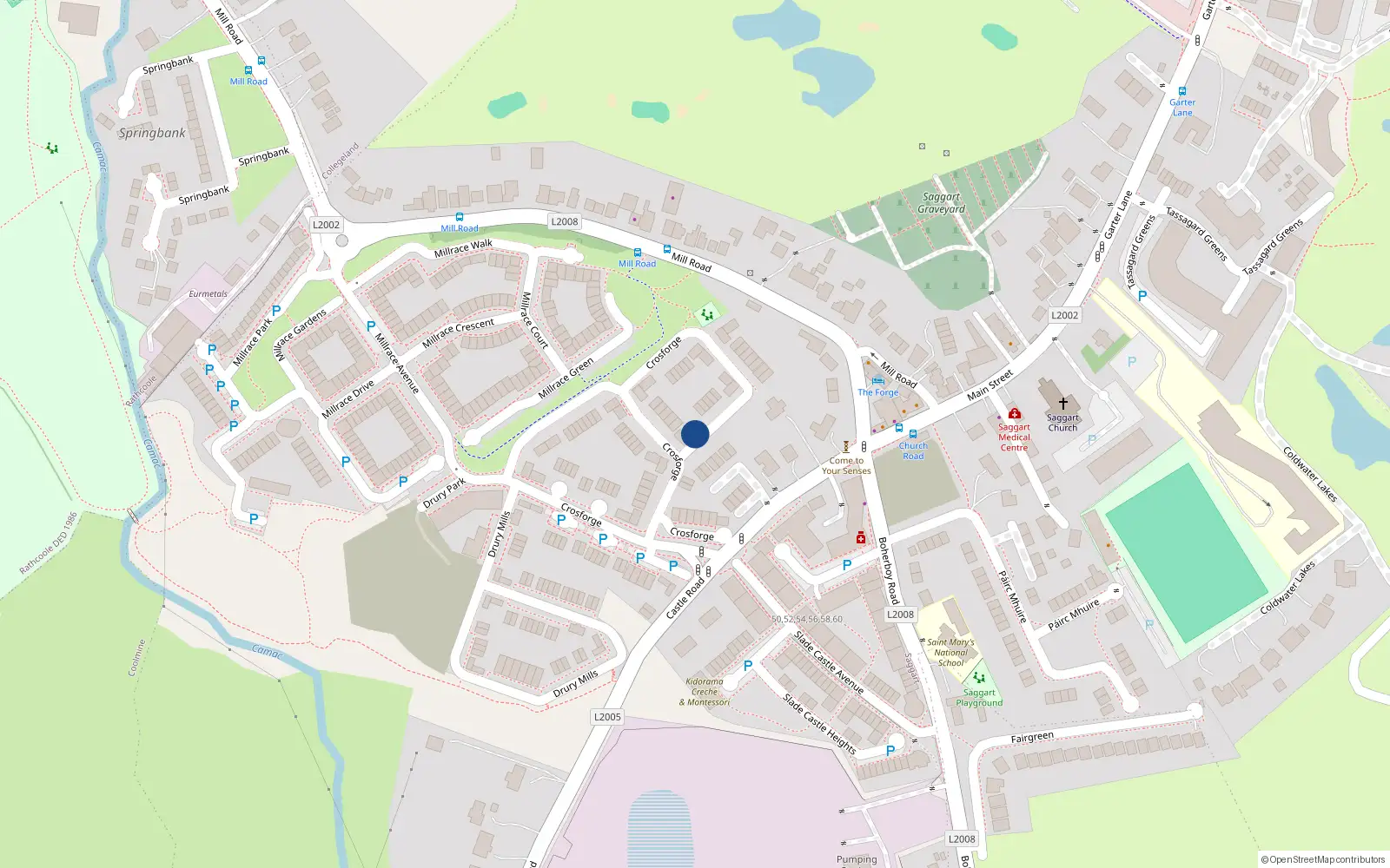 Overhead map showing the location of 54 Crosforge, Saggart