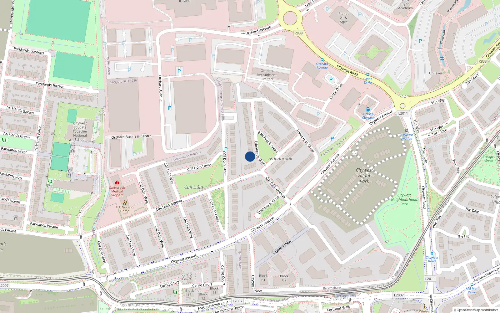 Overhead map showing the location of 54 Edenbrook Green, Cooldown Commons