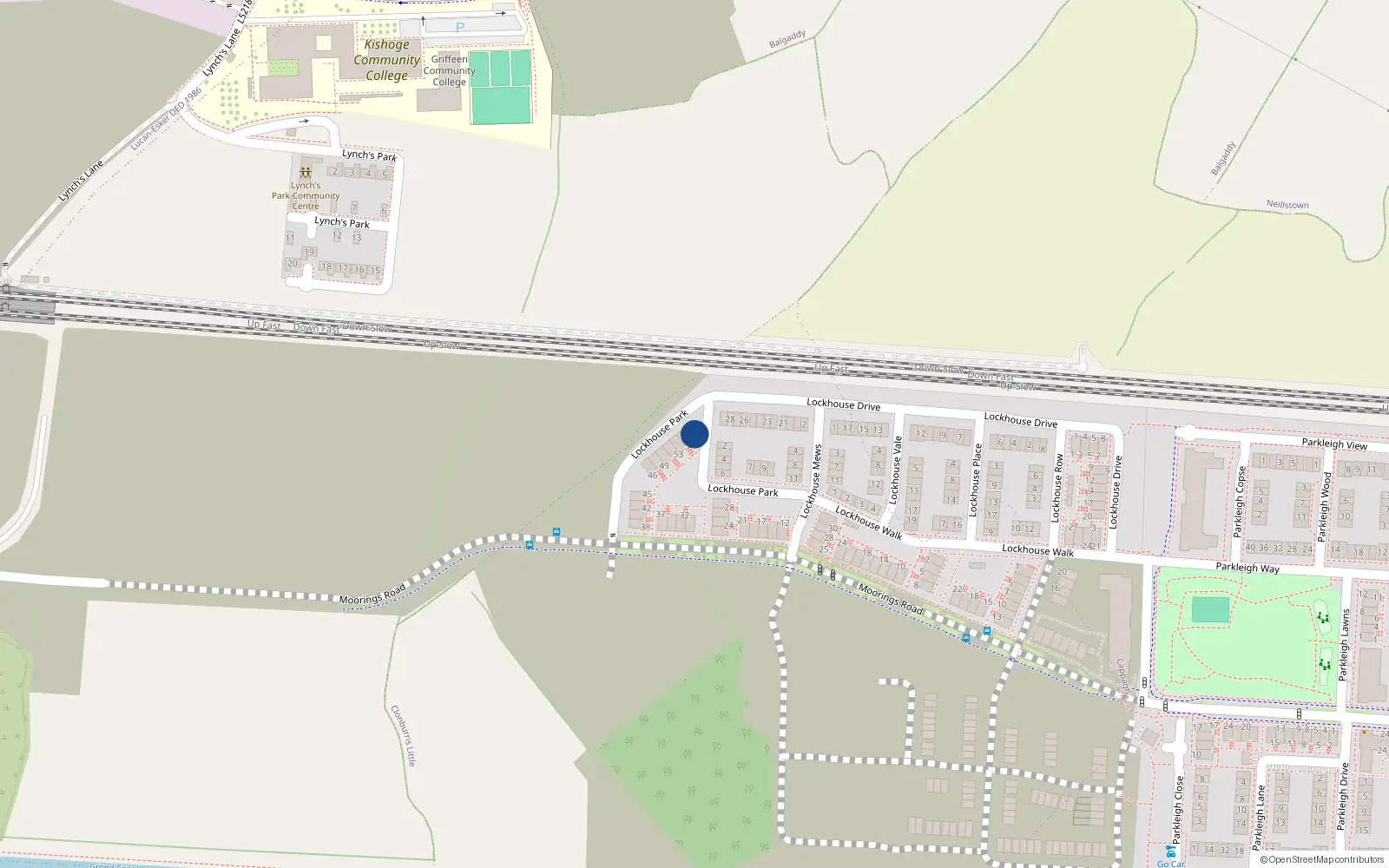 Overhead map showing the location of 54 Lockhouse Park, Clonburris Little