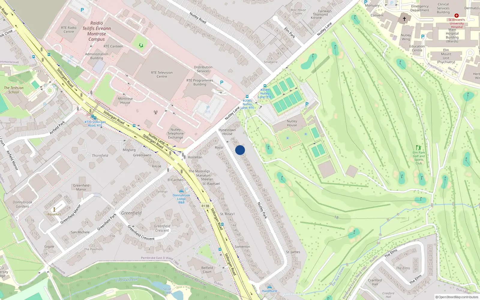 Overhead map showing the location of 54 Nutley Park, Priesthouse