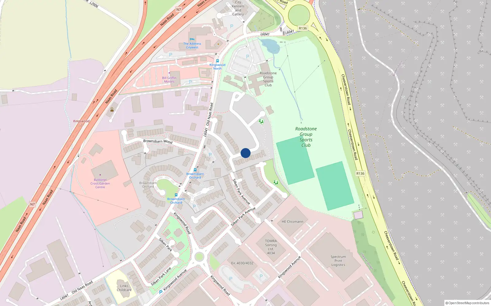 Overhead map showing the location of 54 Gordon Park, Kingswood