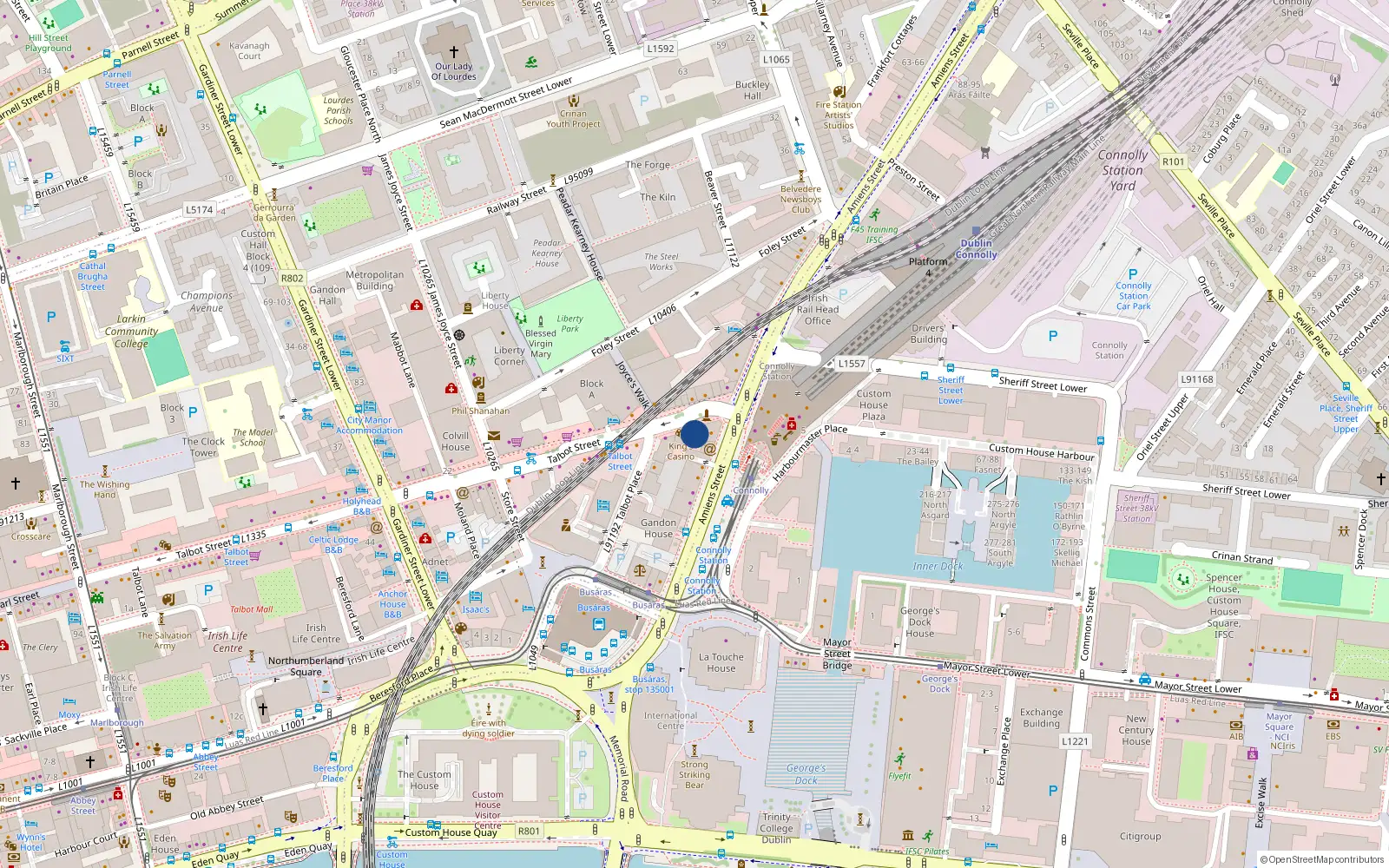 Overhead map showing the location of 54 Talbot Street, Dublin 1