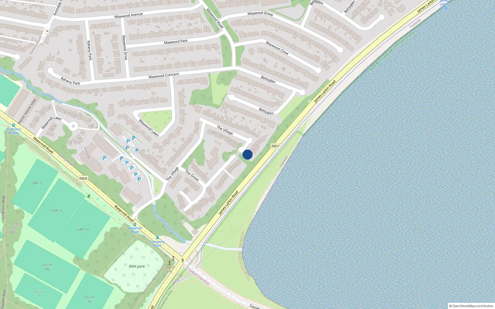 Overhead map showing the location of 54 The Village, Dublin 5