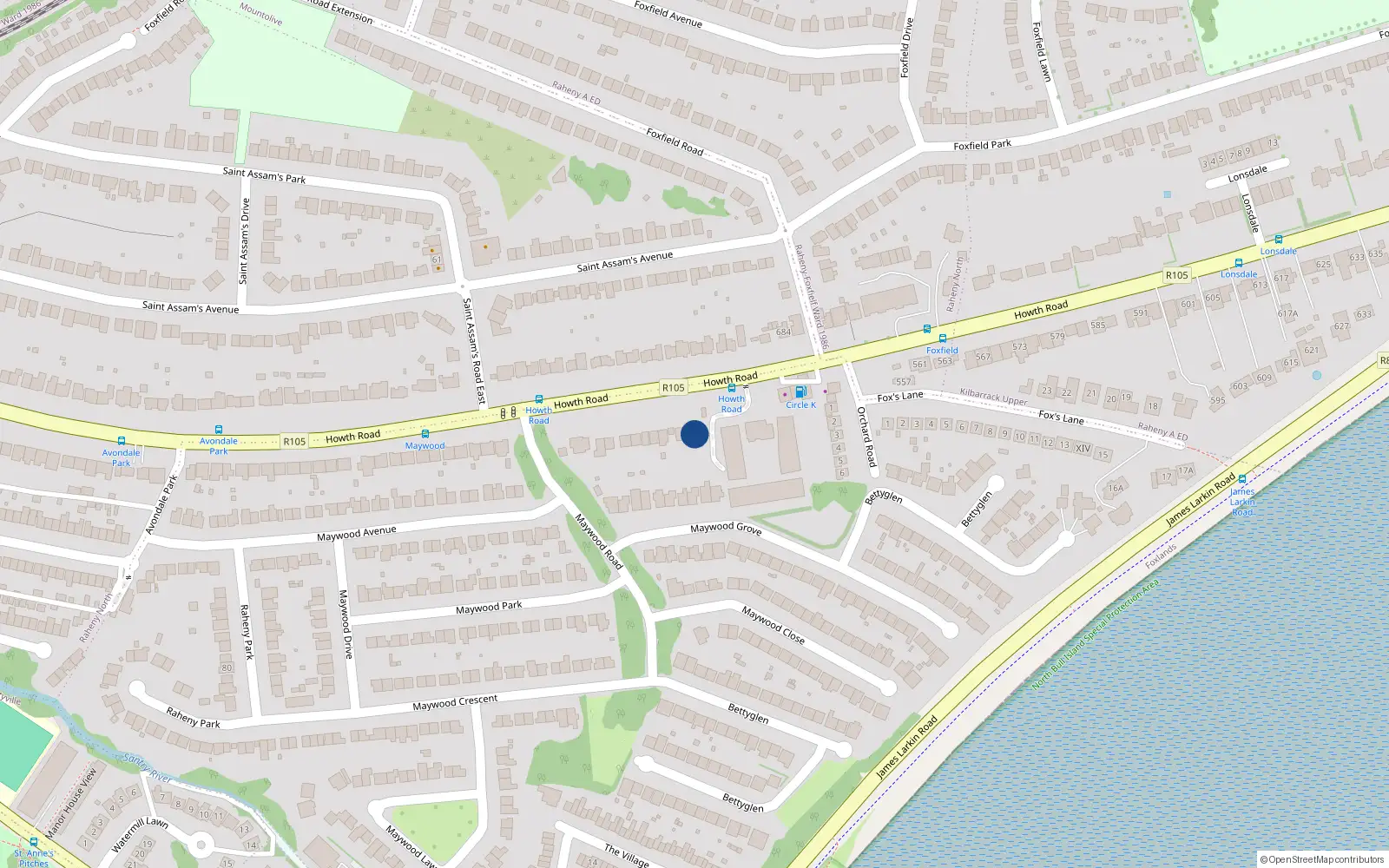 Overhead map showing the location of 547 Howth Road, Dublin 5