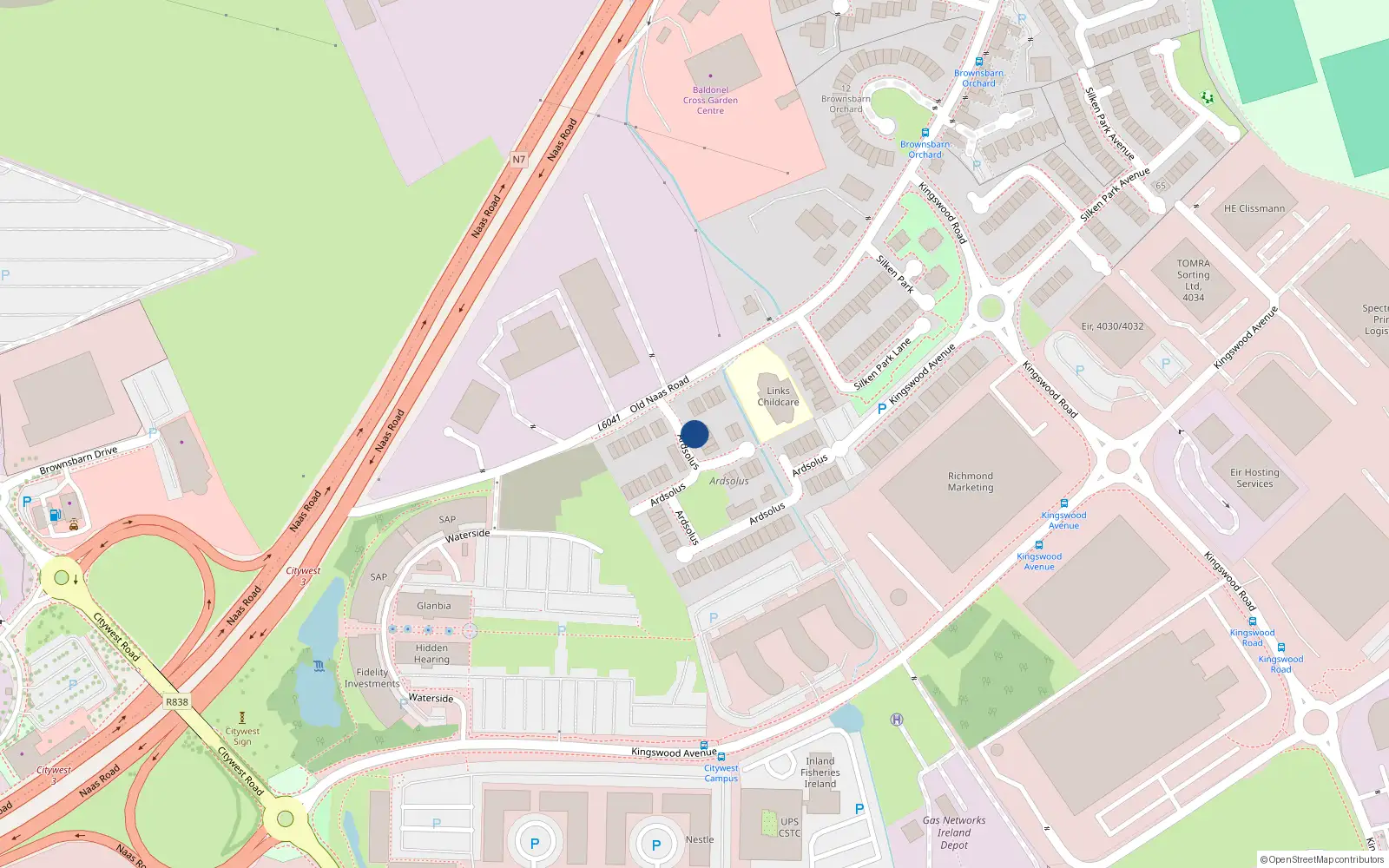 Overhead map showing the location of 55 Ardsolus, Brownsbarn