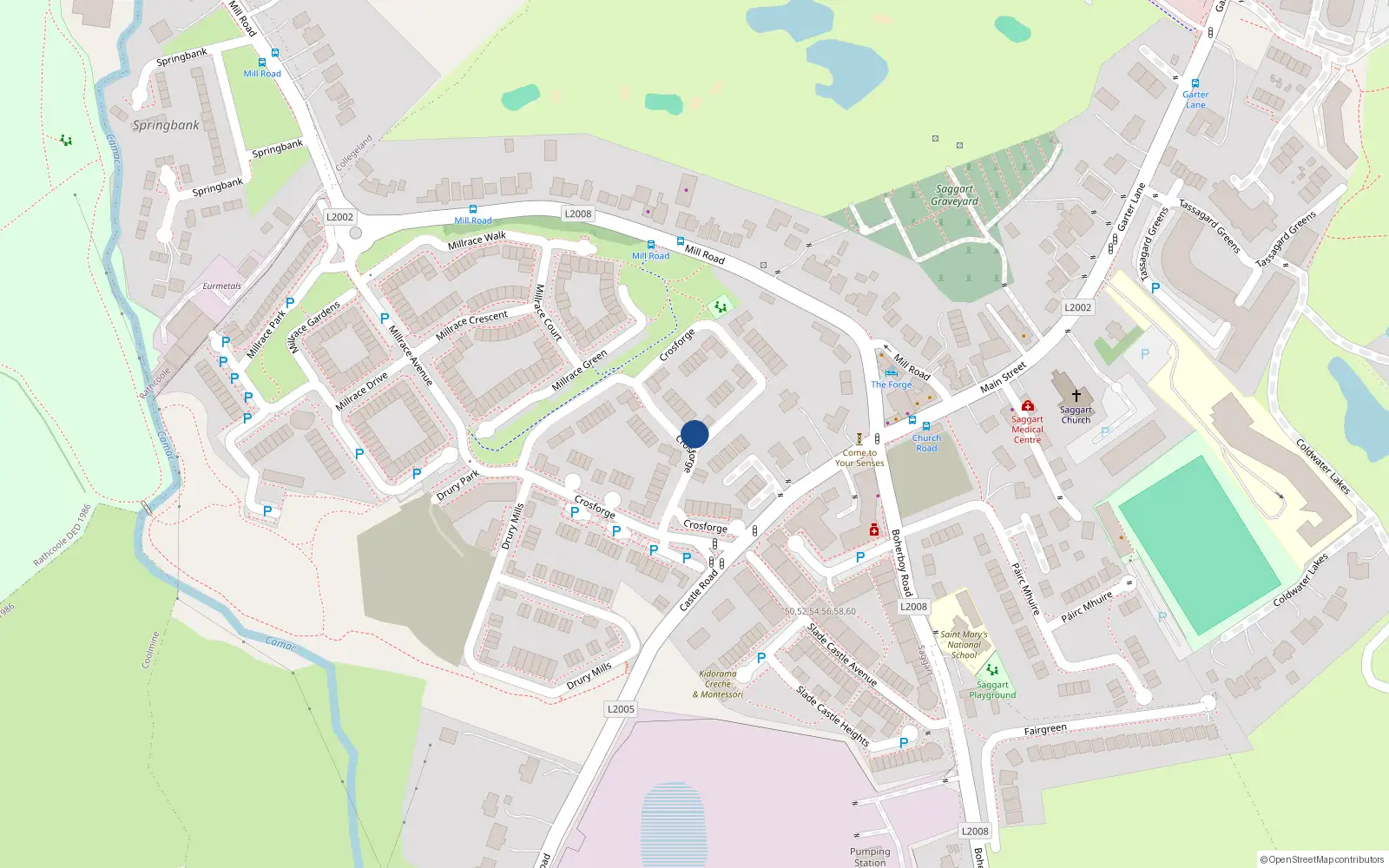 Overhead map showing the location of 55 Crosforge, Saggart