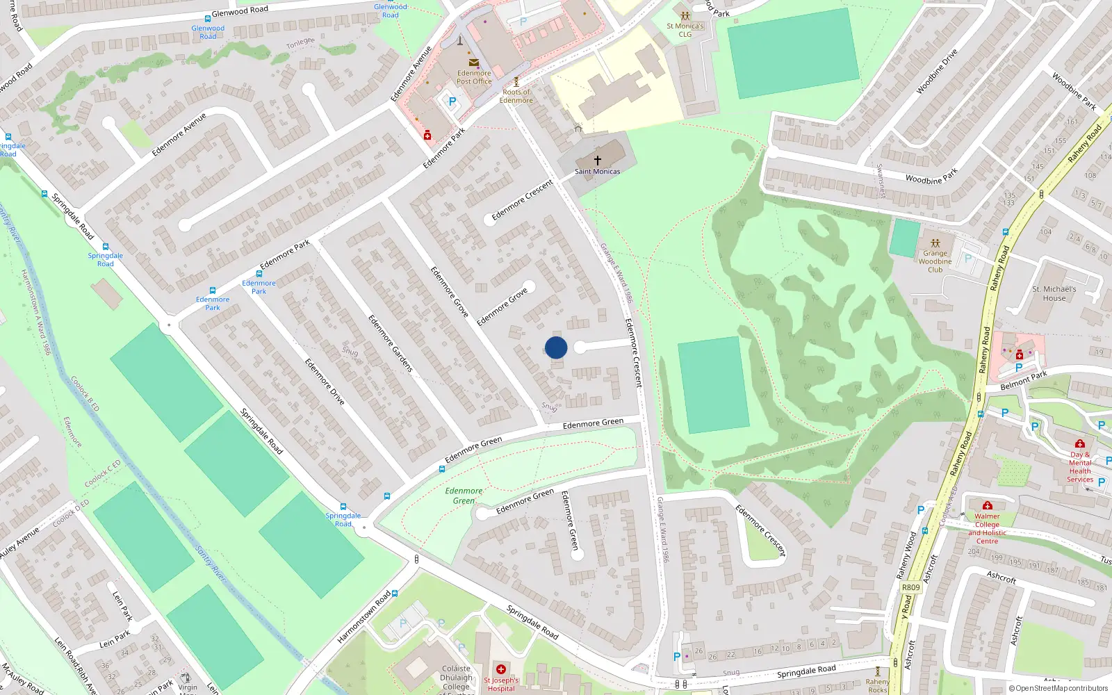 Overhead map showing the location of 55 Edenmore Crescent, Dublin 5