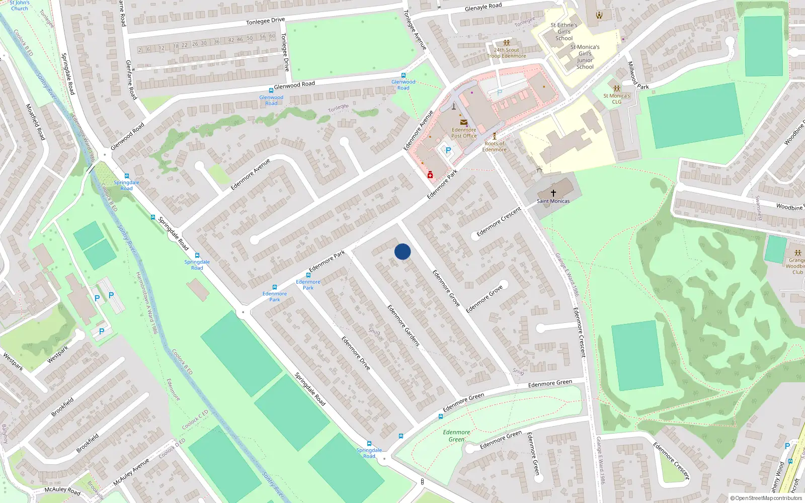 Overhead map showing the location of 55, 55 Edenmore Grove, Dublin 5
