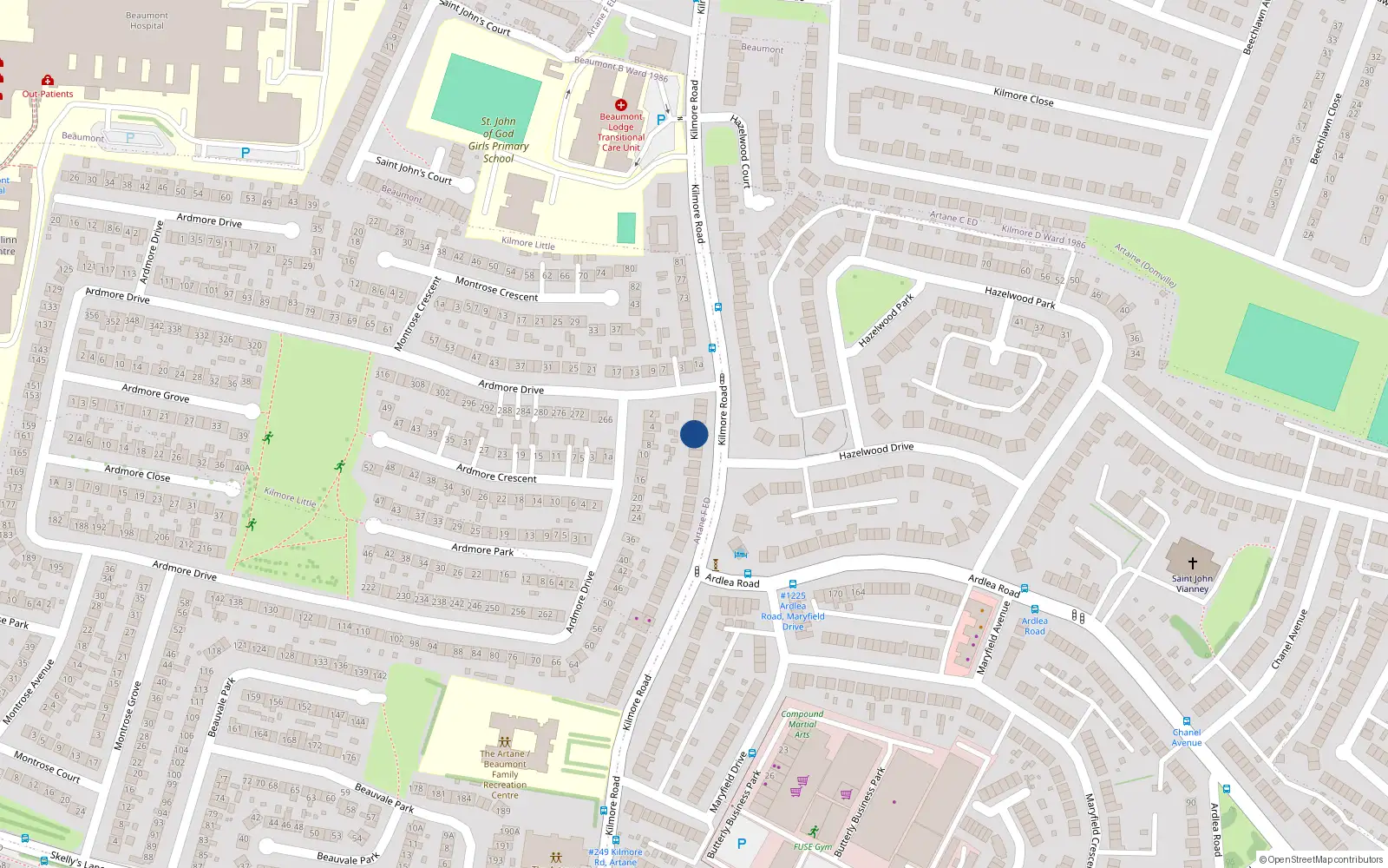 Overhead map showing the location of 55 Kilmore Road, Dublin 5