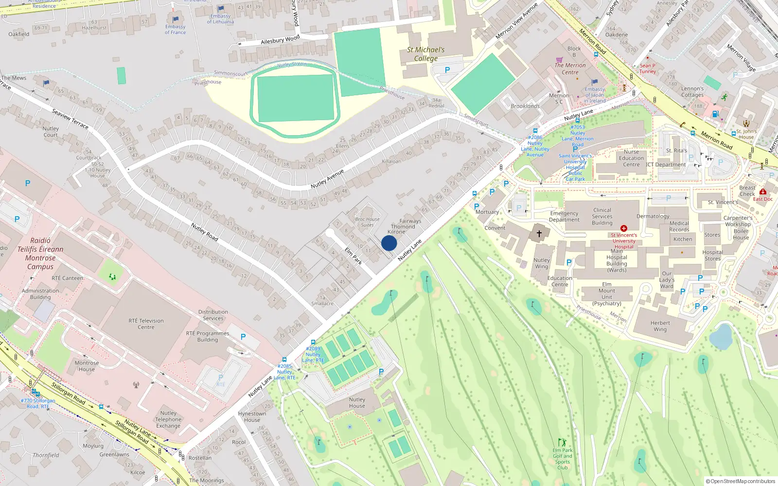Overhead map showing the location of 55 Nutley Lane, Priesthouse