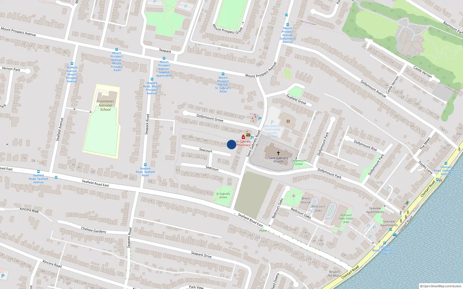 Overhead map showing the location of 55 Seacourt, Dublin 3