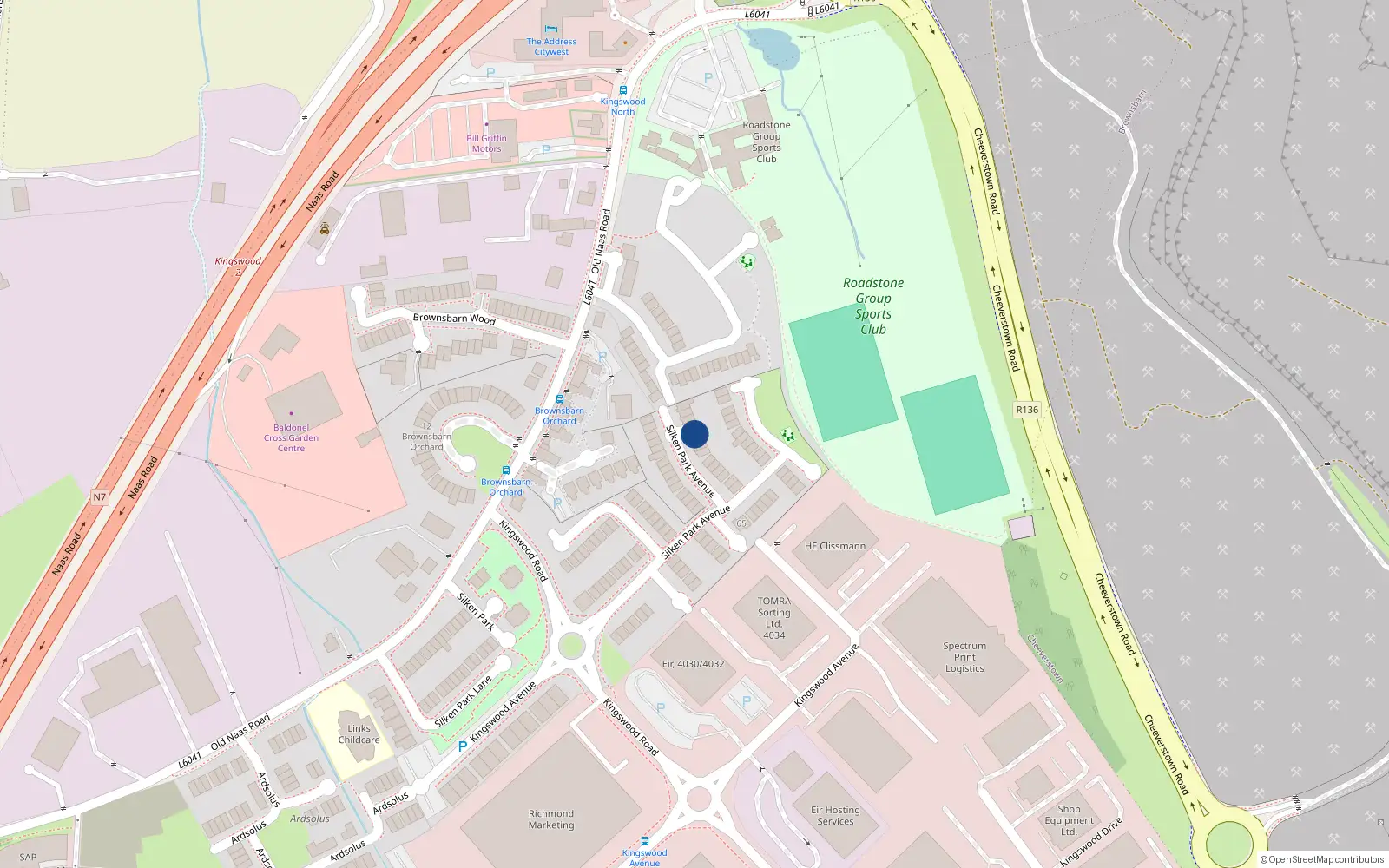 Overhead map showing the location of 55 Silken Park Avenue, Dublin 22