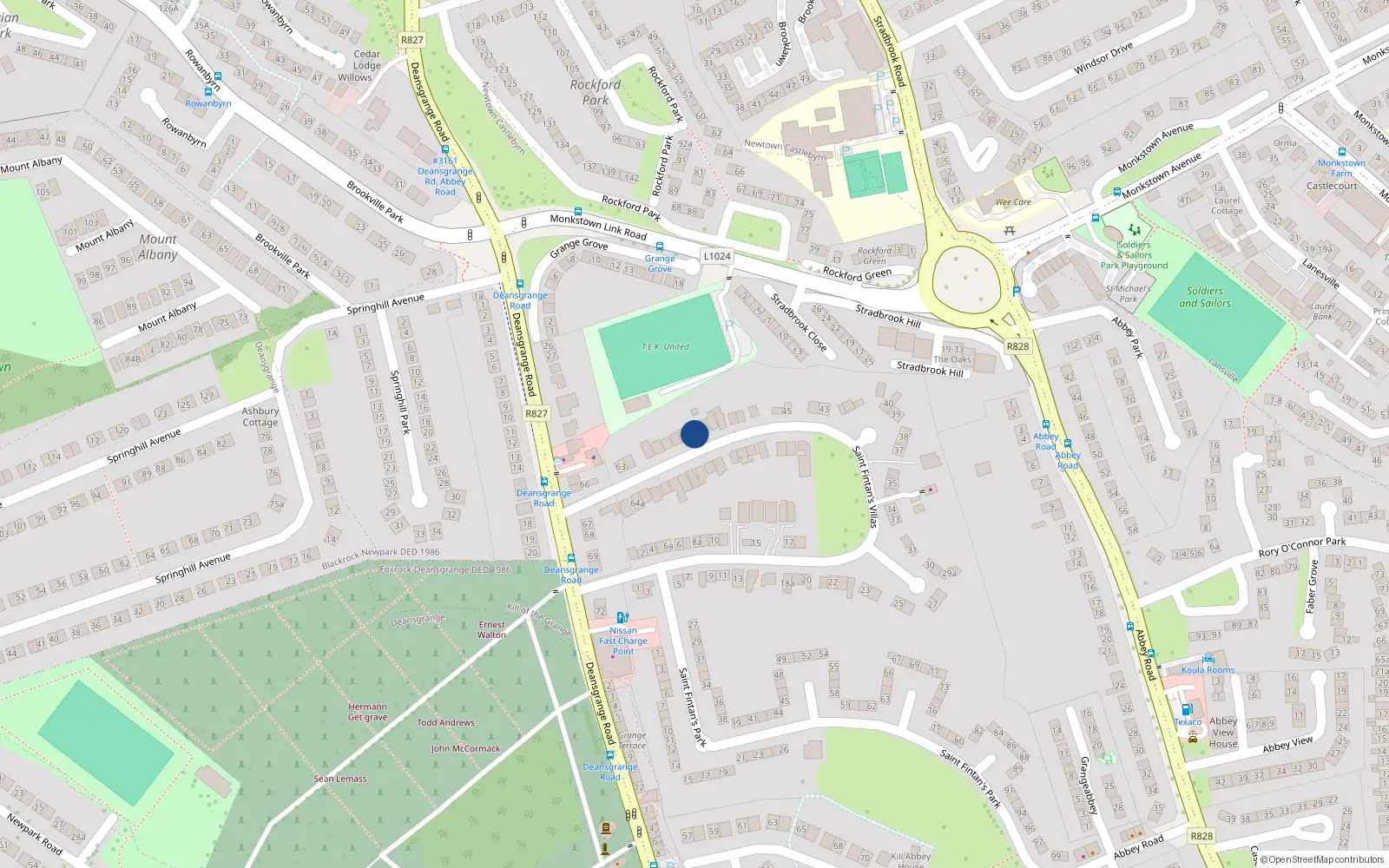 Overhead map showing the location of 55 St Fintans Villas, Deans Grange, Blackrock