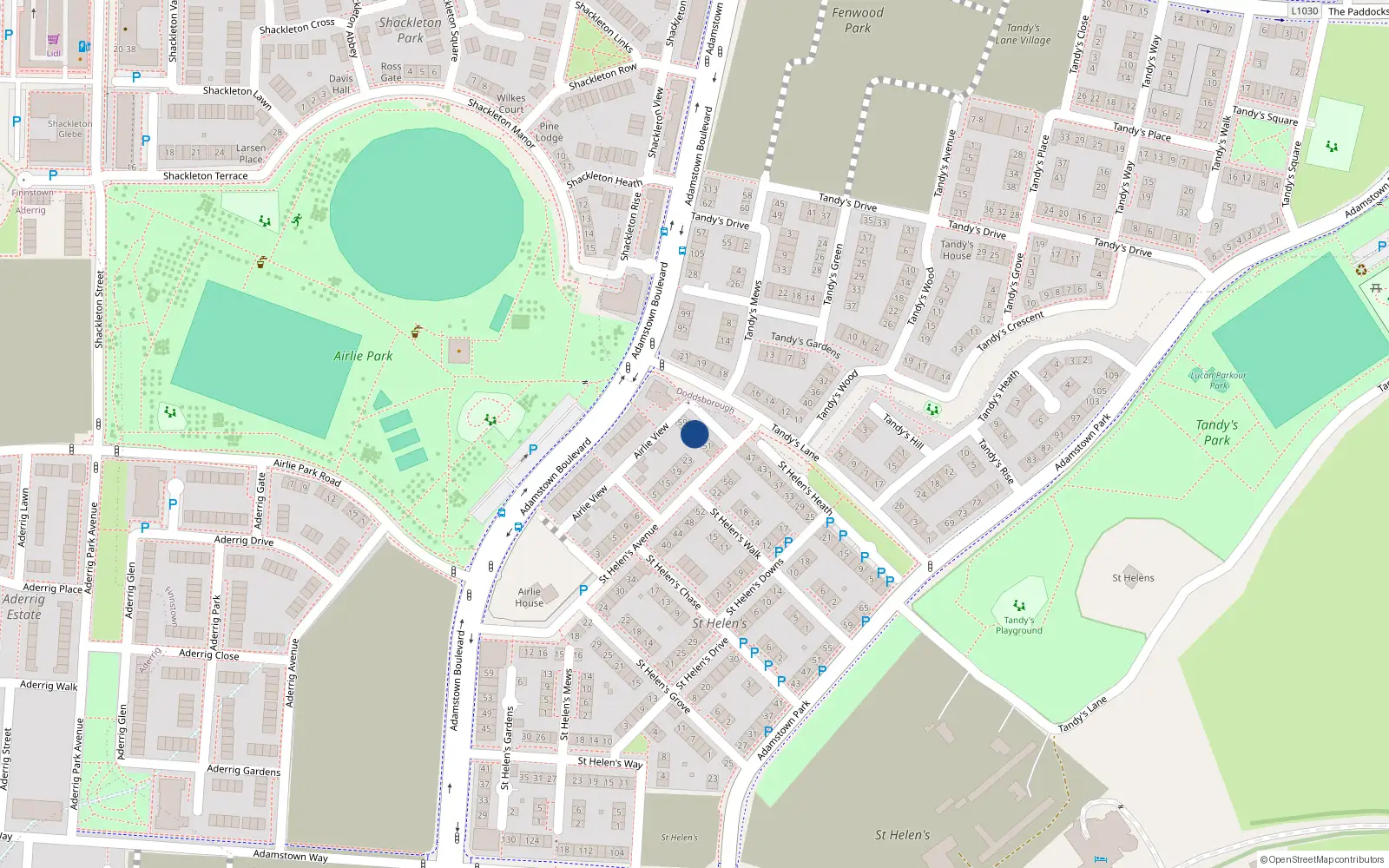 Overhead map showing the location of 55 Saint Helen's Heath, Lucan