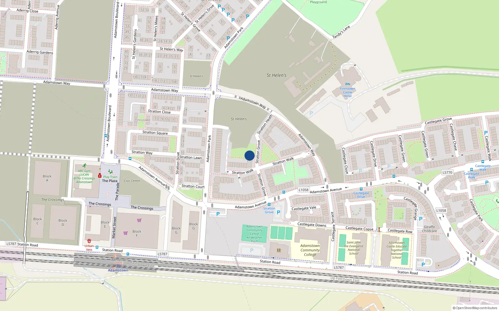 Overhead map showing the location of 55 Stratton Grove, Lucan