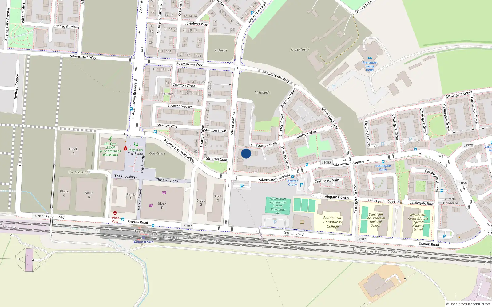 Overhead map showing the location of 55 Stratton Walk, Lucan