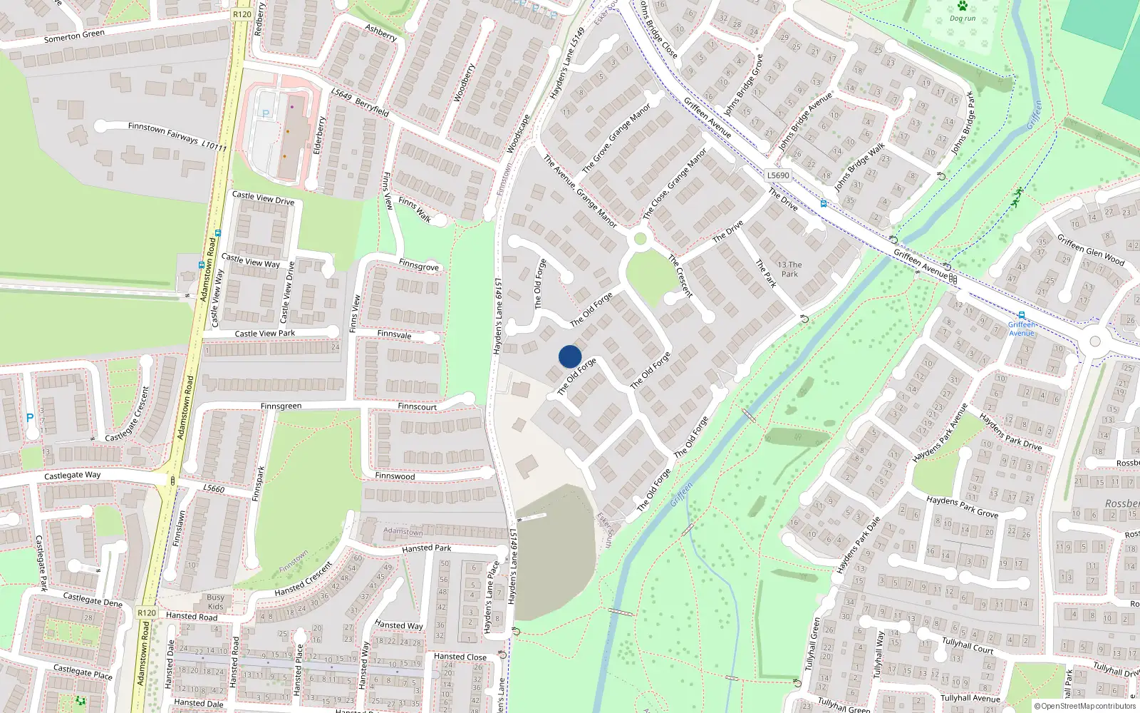 Overhead map showing the location of 55 The Old Forge, Lucan