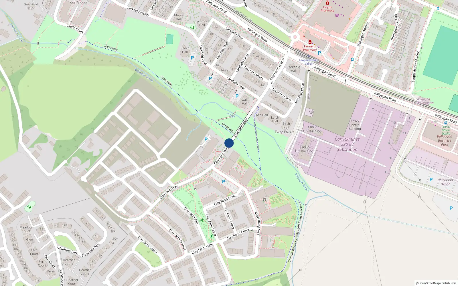 Overhead map showing the location of 55 Units Klin View, Clay Farm Way, Kilgobbin