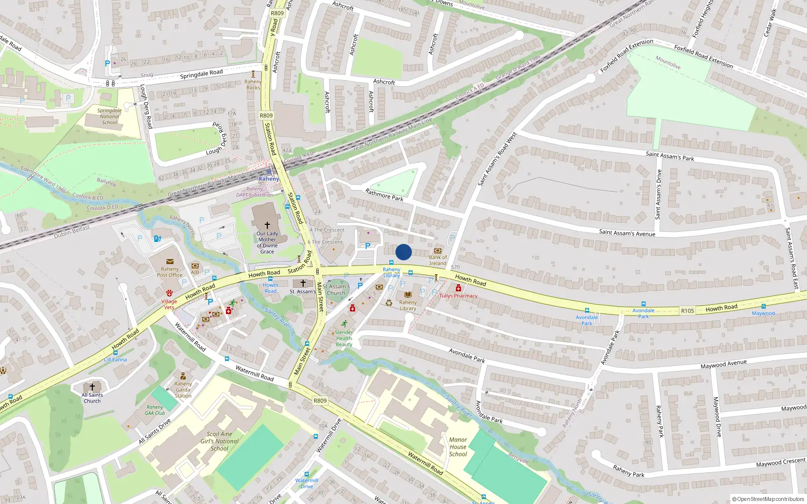 Overhead map showing the location of 554 Howth Road, Raheny, Dublin 5