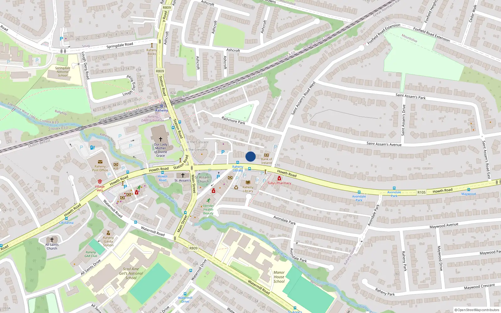 Overhead map showing the location of 558 Howth Road, Dublin 5