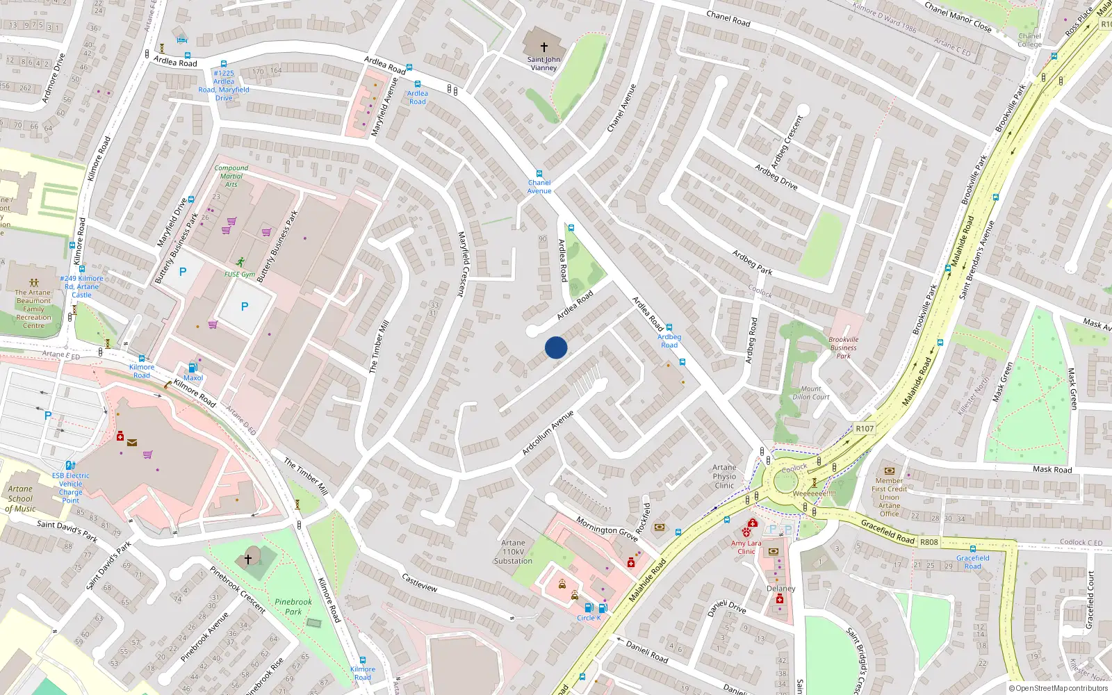 Overhead map showing the location of 56 Ardlea Road, Dublin 5