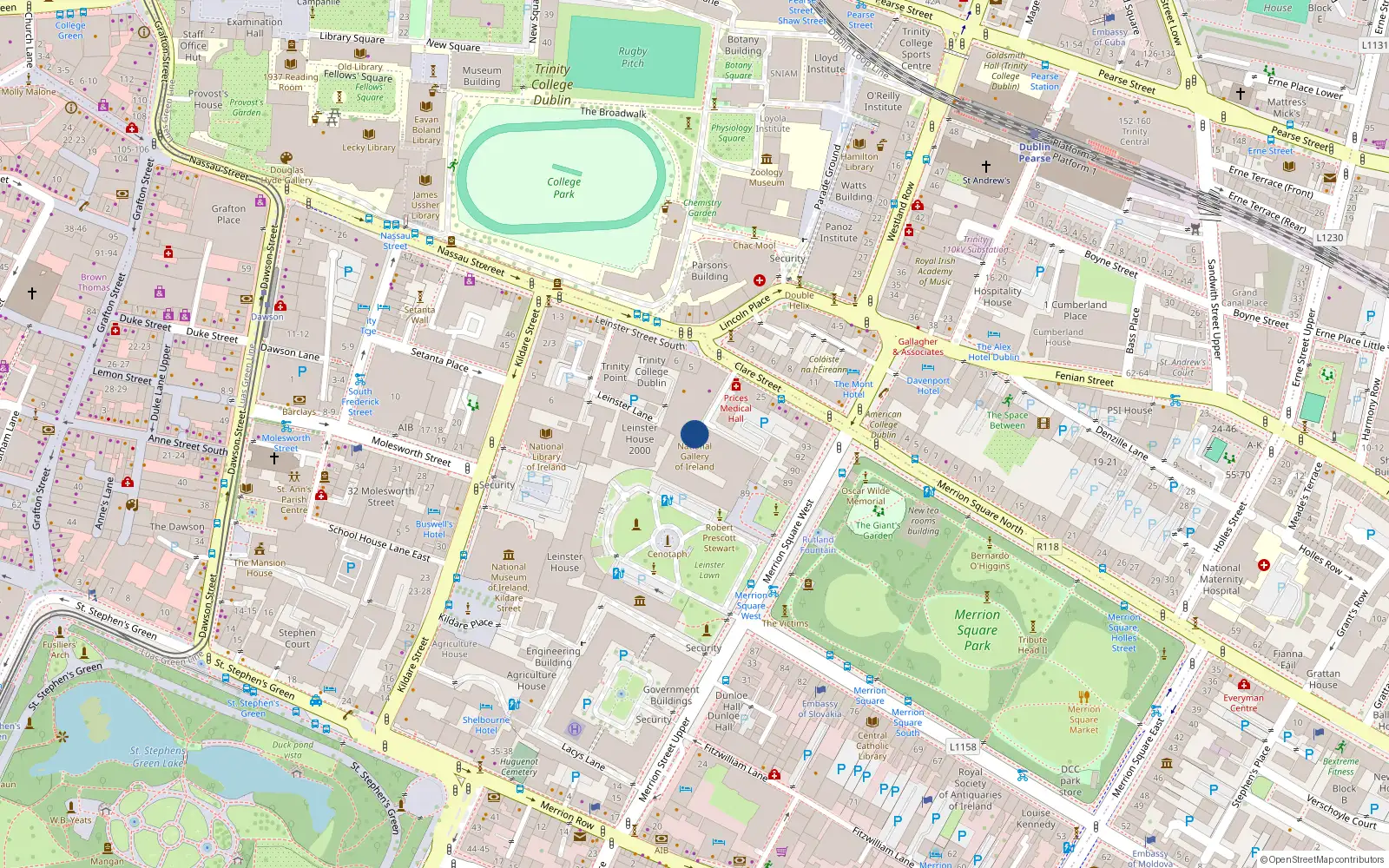 Overhead map showing the location of 56 Castle Court, Killiney Hill Road, Killiney