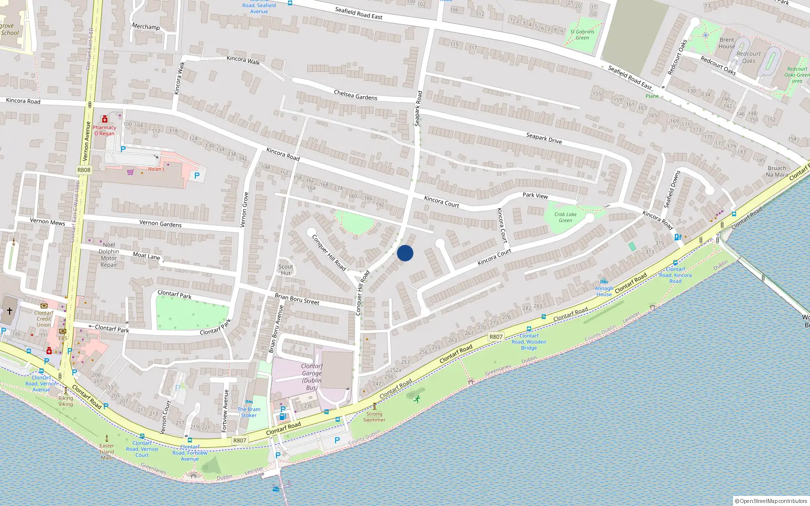 Overhead map showing the location of 56 Conquer Hill Road, Dublin 3