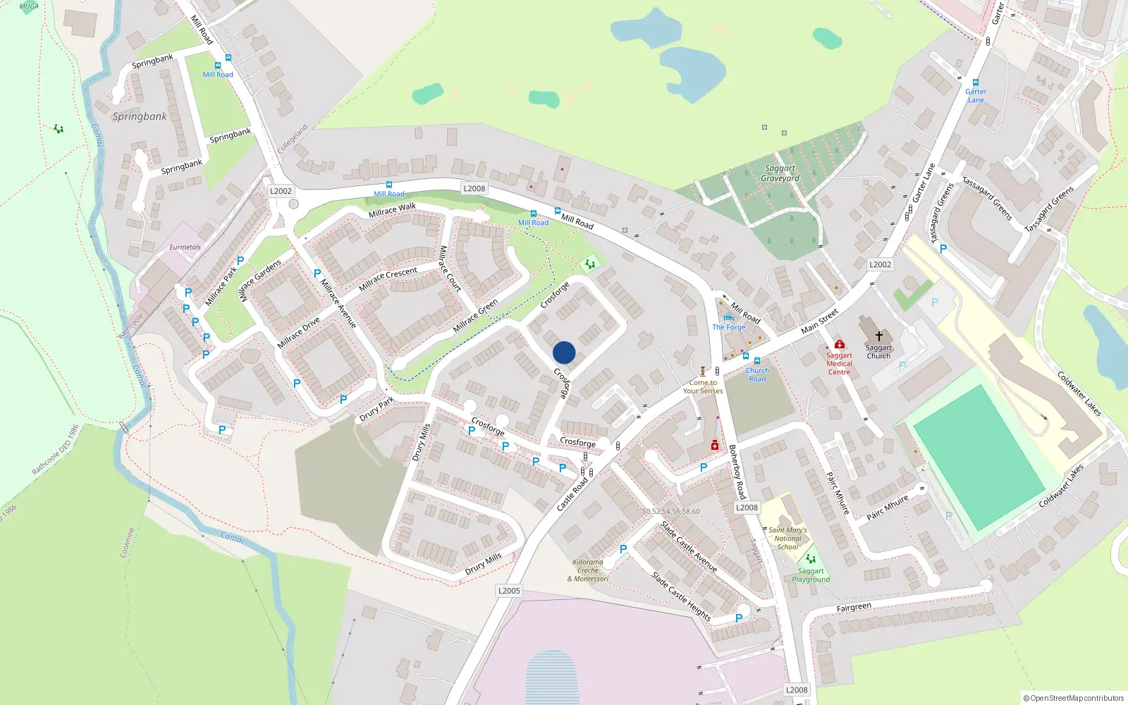 Overhead map showing the location of 56 Crosforge, Saggart