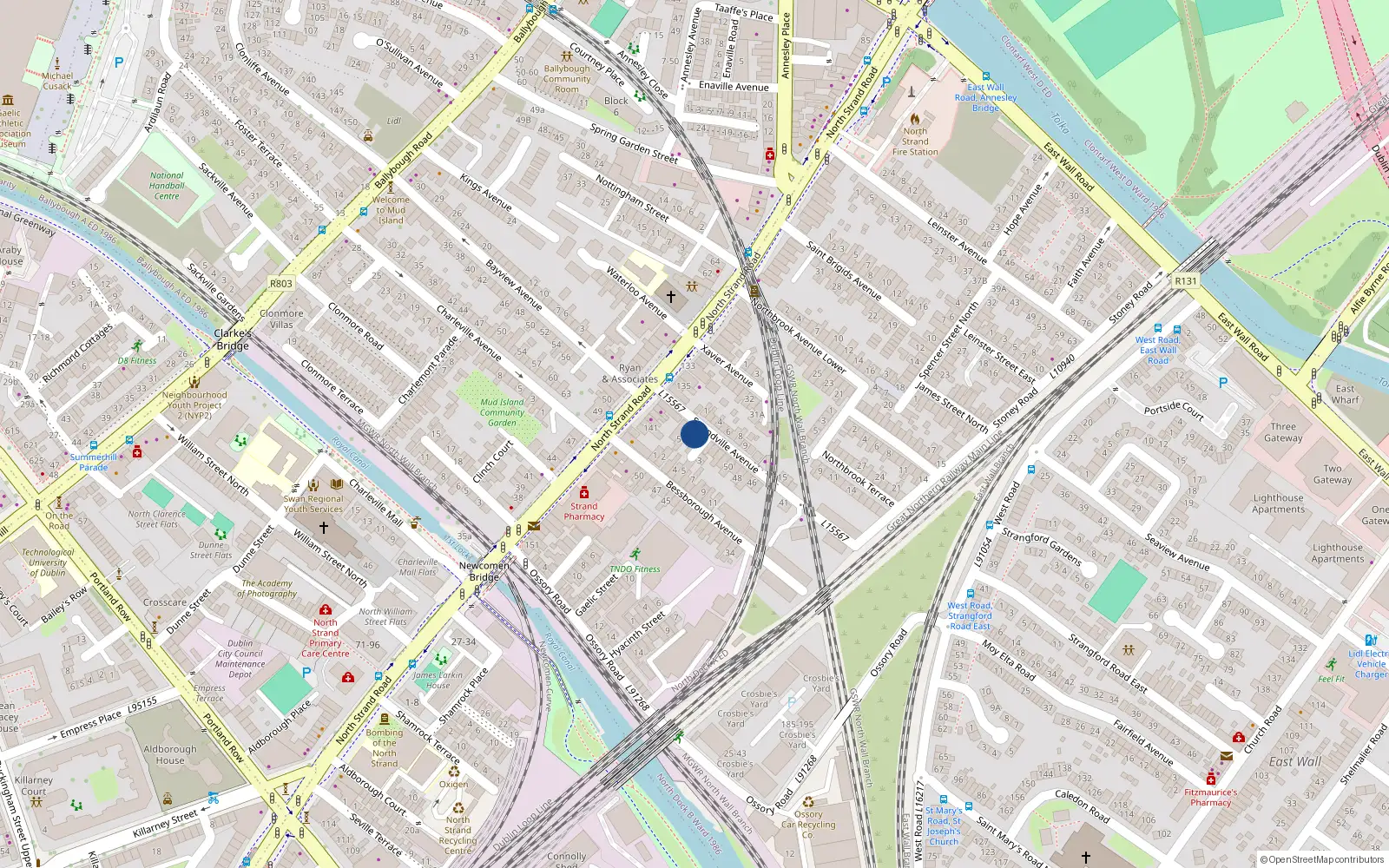 Overhead map showing the location of 56 Strandville Avenue, North Strand