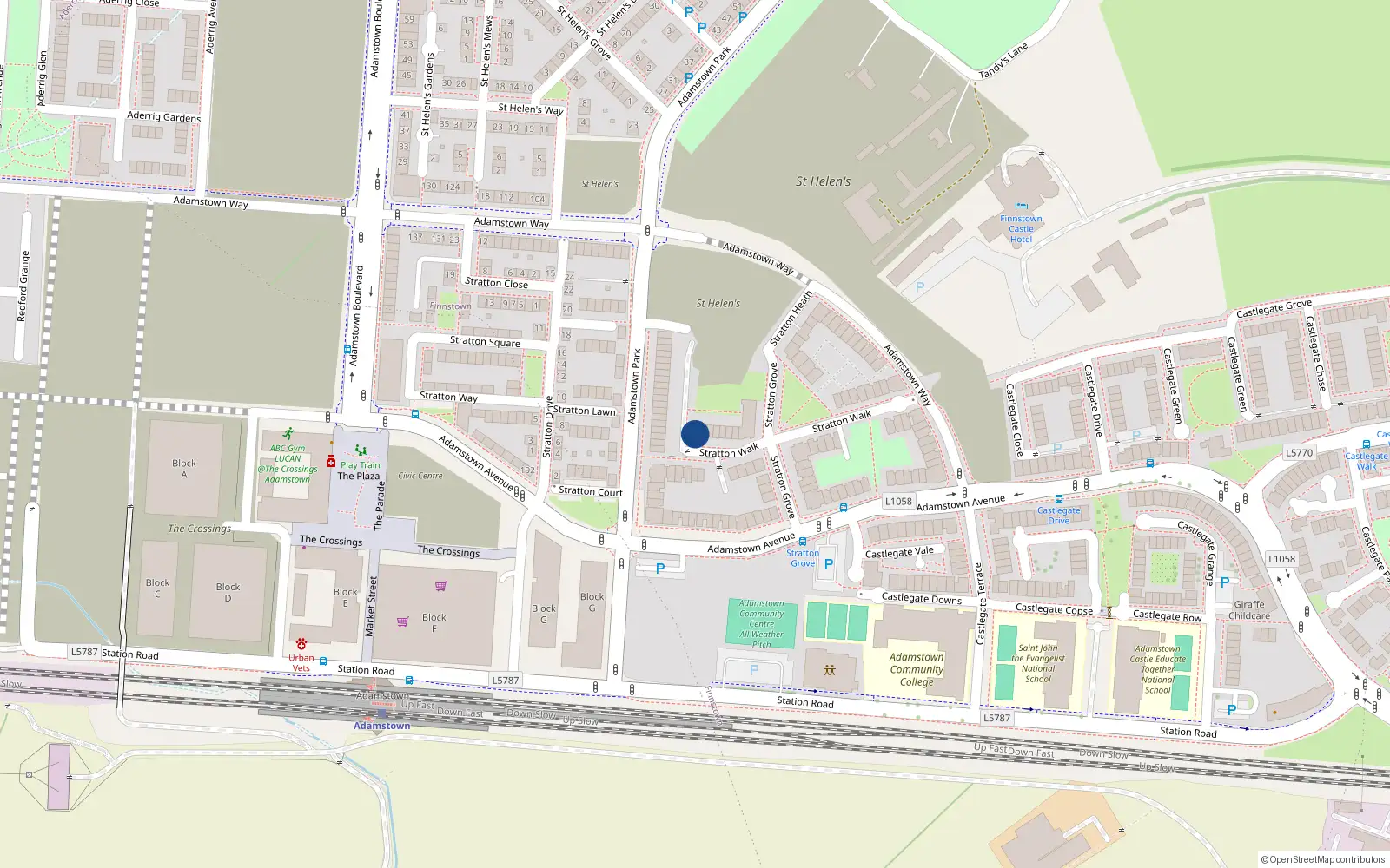 Overhead map showing the location of 56 Stratton Walk, Lucan