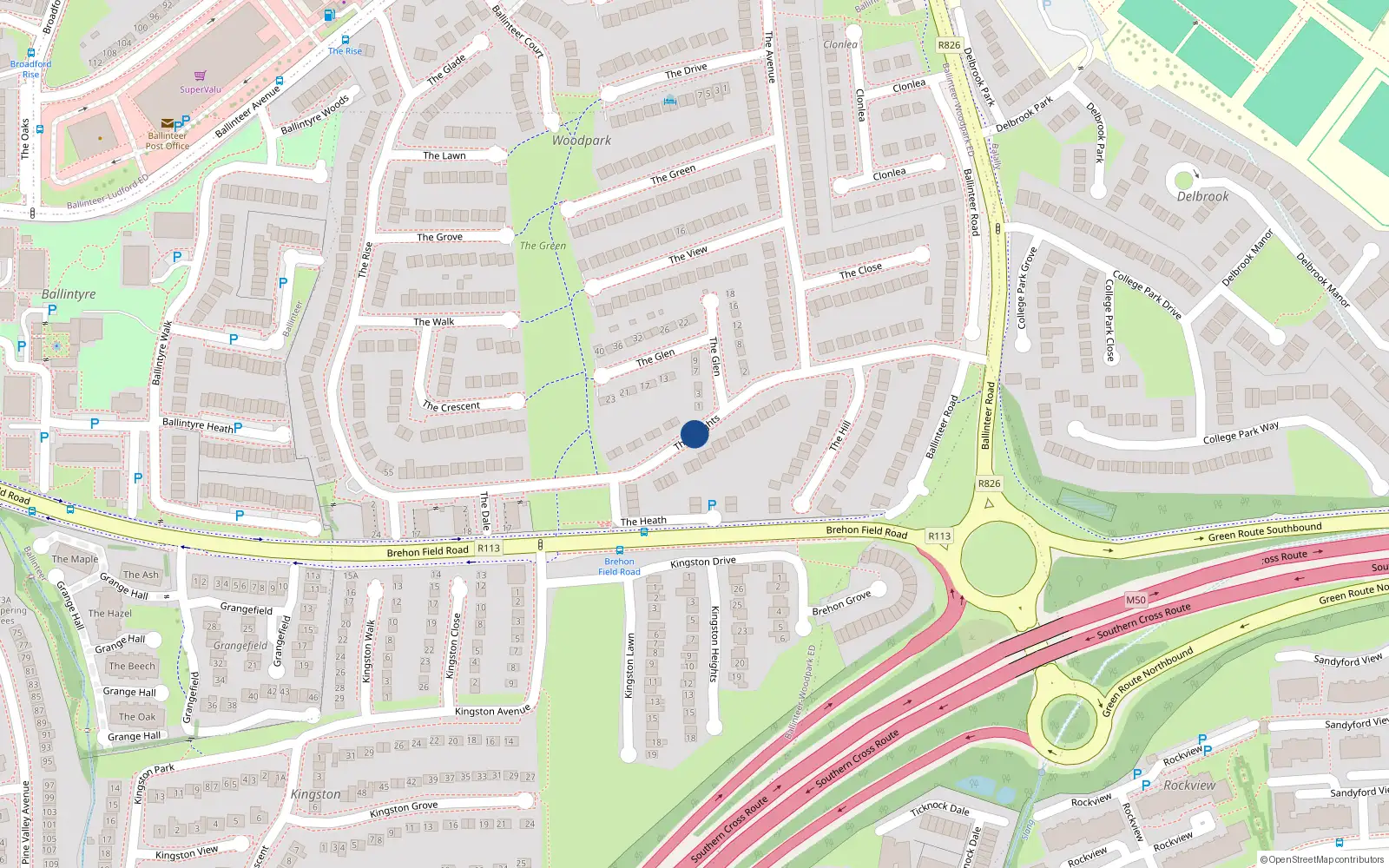 Overhead map showing the location of 56 The Heights, Kingstown