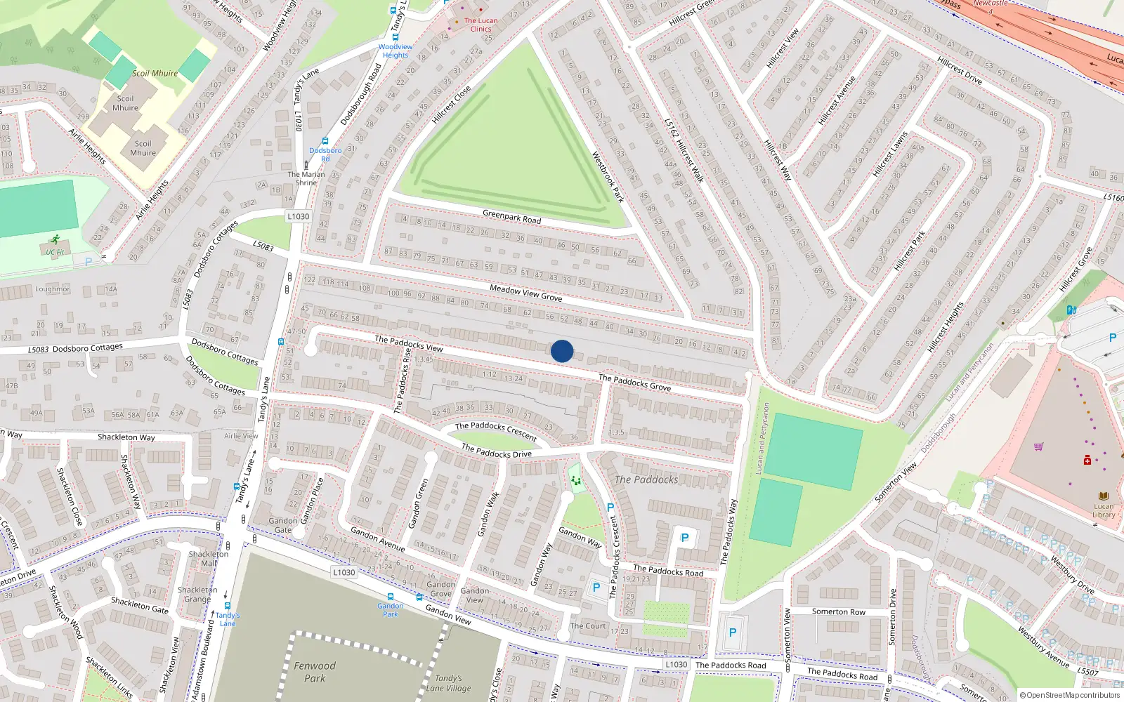 Overhead map showing the location of 56 The Paddocks Grove, Lucan