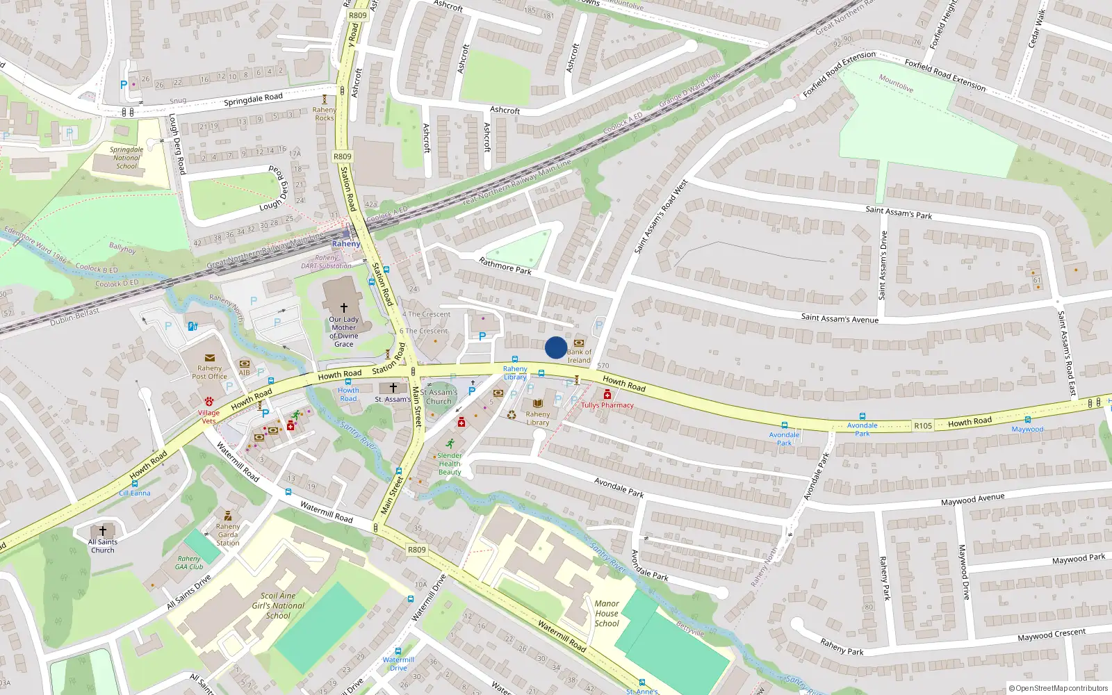 Overhead map showing the location of 562 Howth Road, Dublin 5