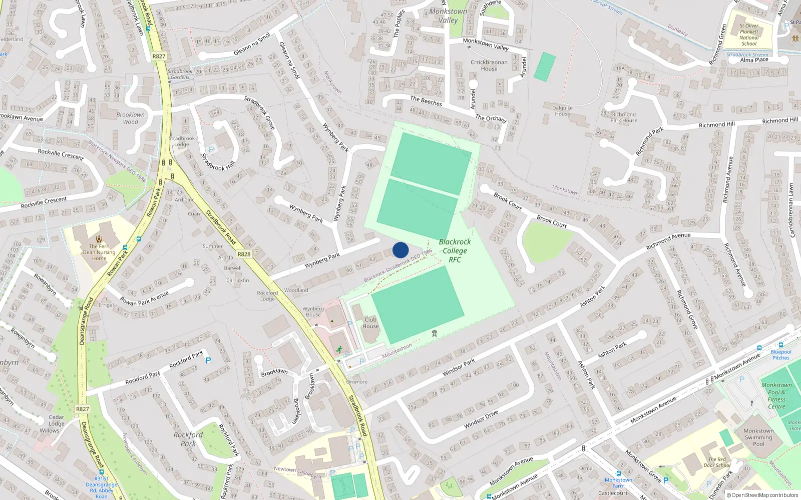 Overhead map showing the location of 56A Wynberg Park, Blackrock