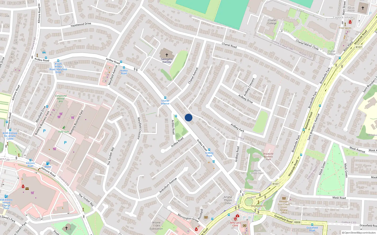 Overhead map showing the location of 57 Ardlea Road, Dublin 5