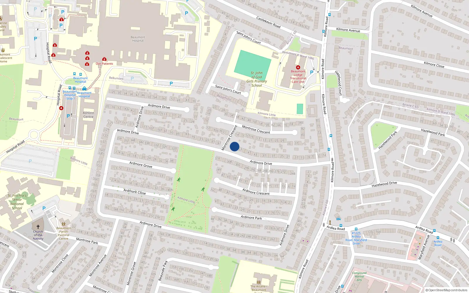 Overhead map showing the location of 57 Ardmore Drive, Dublin 5
