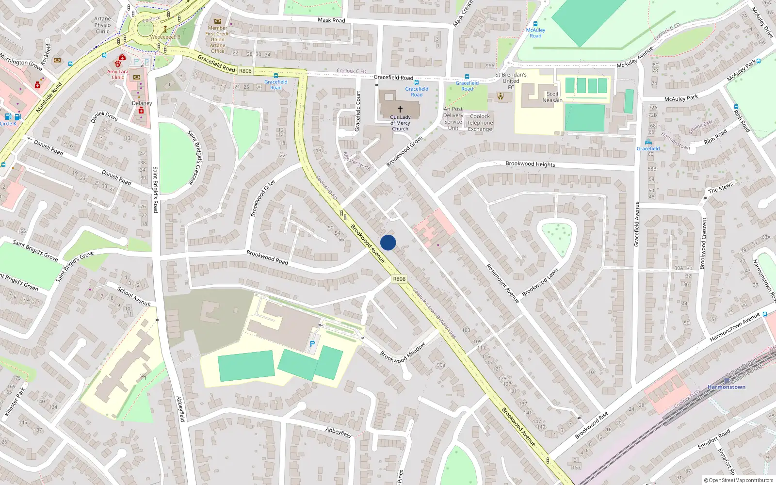 Overhead map showing the location of 57 Brookwood Avenue, Dublin 5