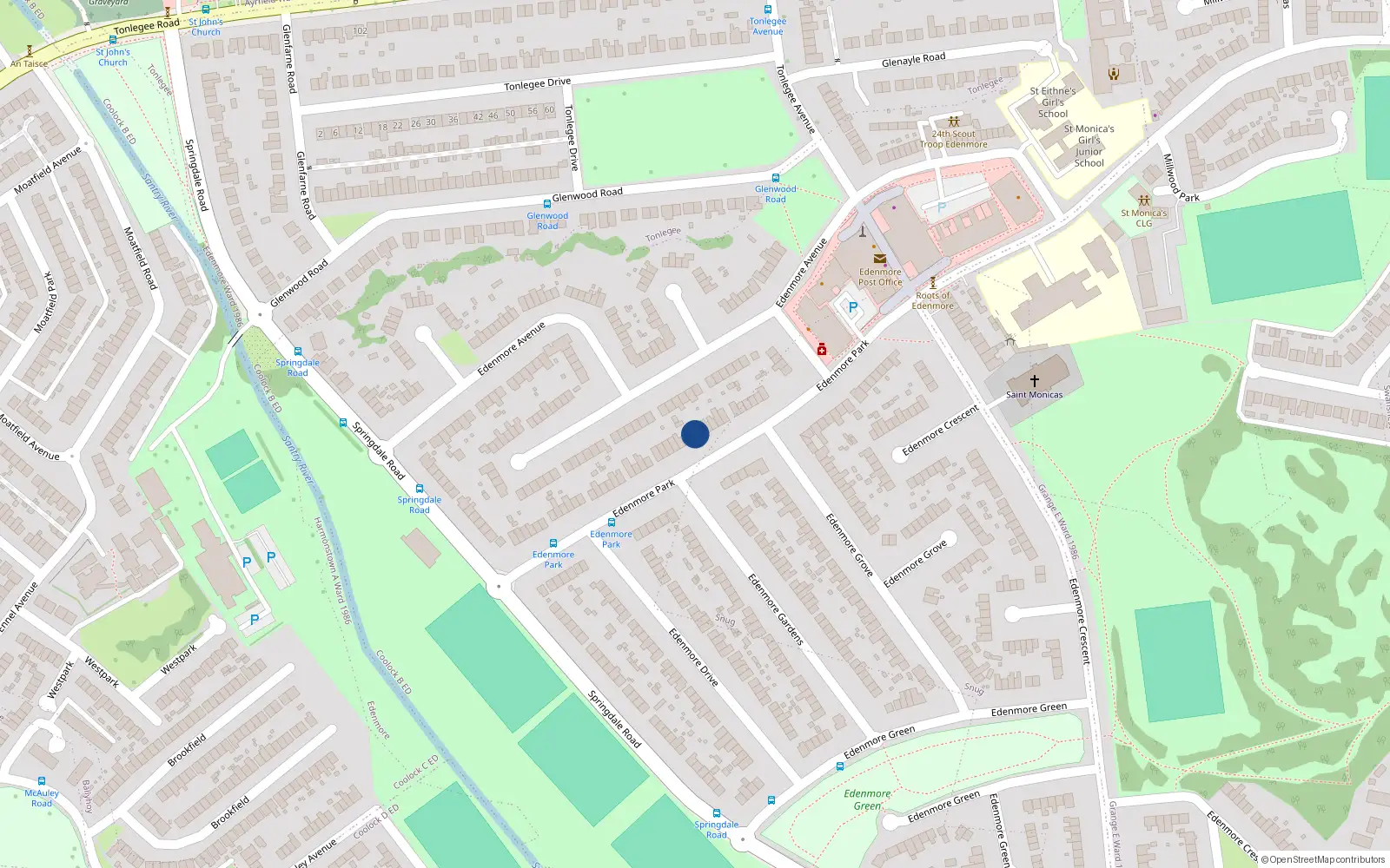 Overhead map showing the location of 57 Edenmore Park, Edenmore, Dublin 5