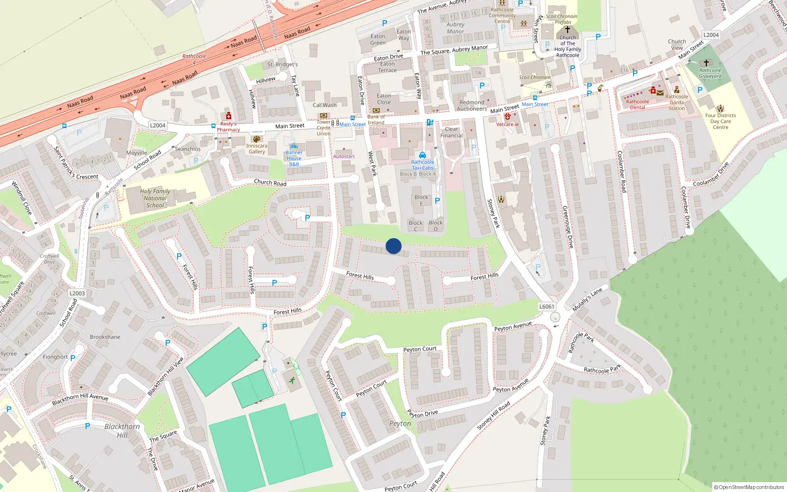 Overhead map showing the location of 57 Forest Hills, Rathcoole